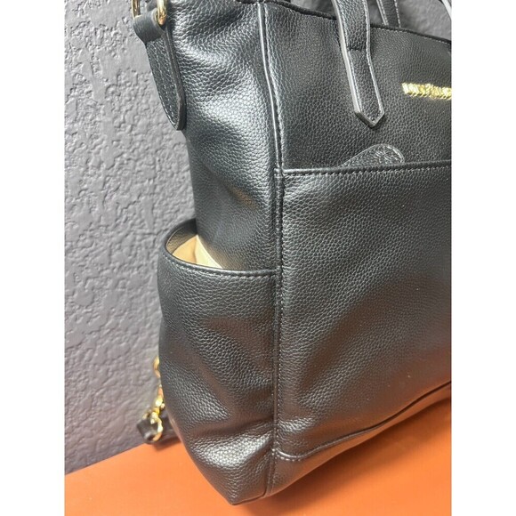 Lily Jade Brittany Convertible Tote Diaper Bag Black Vegan Leather Tassel Travel - Picture 7 of 16